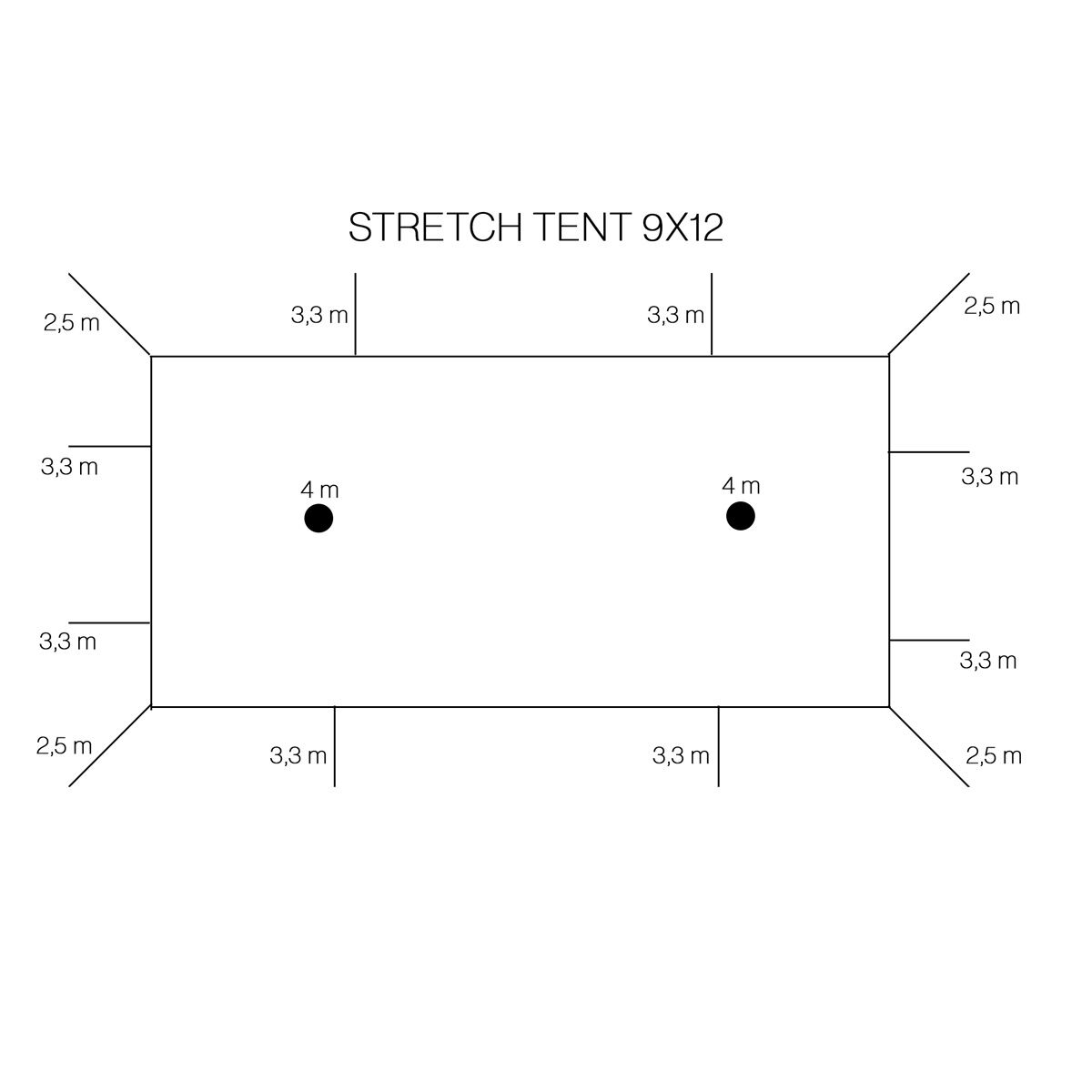 Stretch tent 9x12m - SAND - Komplet