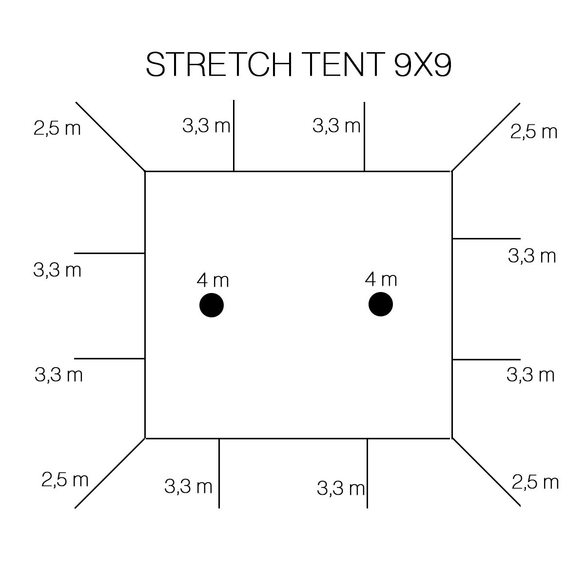 Stretch tent 9x9m - SAND - komplet