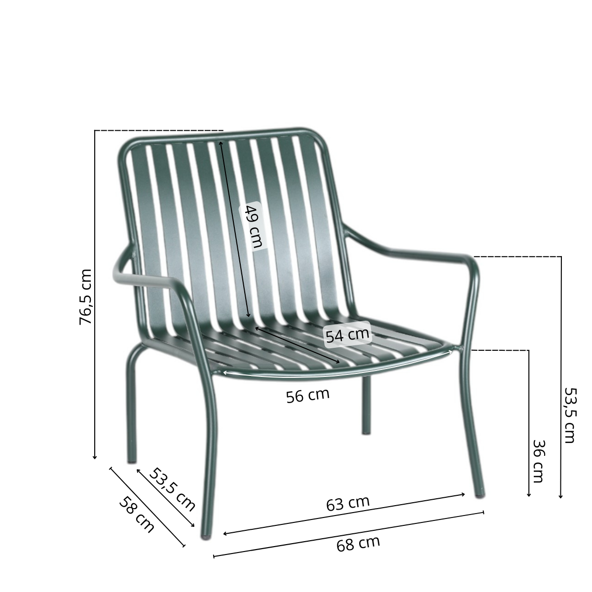 Loungestol stabelbar, metal
