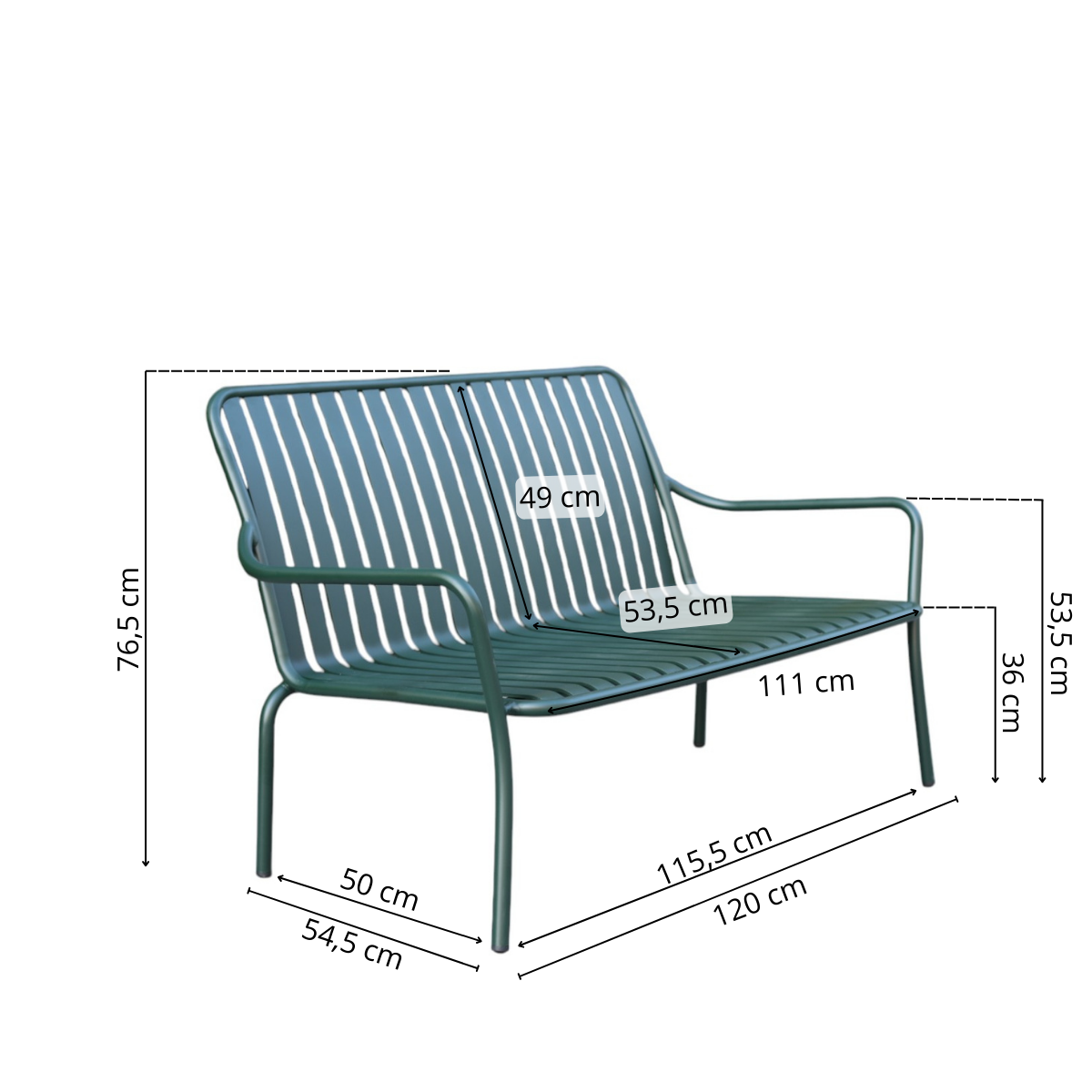 Loungesofa metal, stabelbar