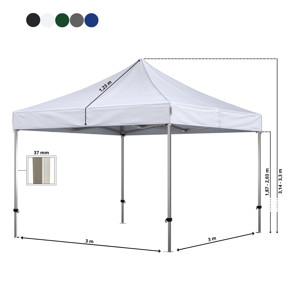 Foldetelt Komplet 3x3m Premium