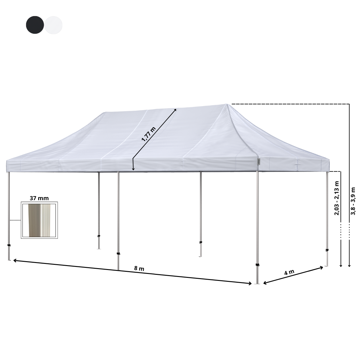Foldetelt Komplet 4x8m Premium