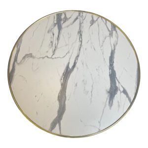 Carrara marmorlook/messing bordplade rund