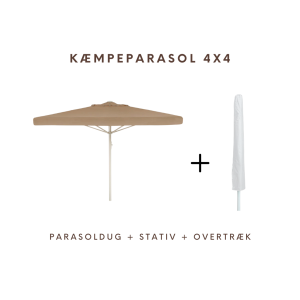 Kæmpeparasol 4x4m m/frisekant - NY