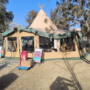 Sider til Teepee Ø8m, transperant m/Canvas kant (Sæt af 3 sider)