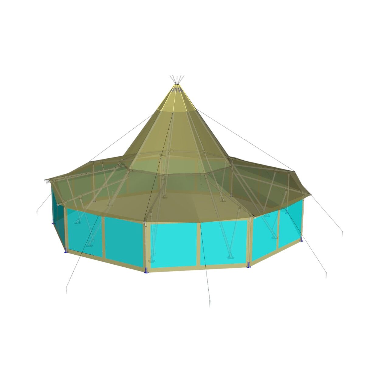 Sider til Teepee Ø10,5m, transperant m/Canvas kant (Sæt af 3 sider)