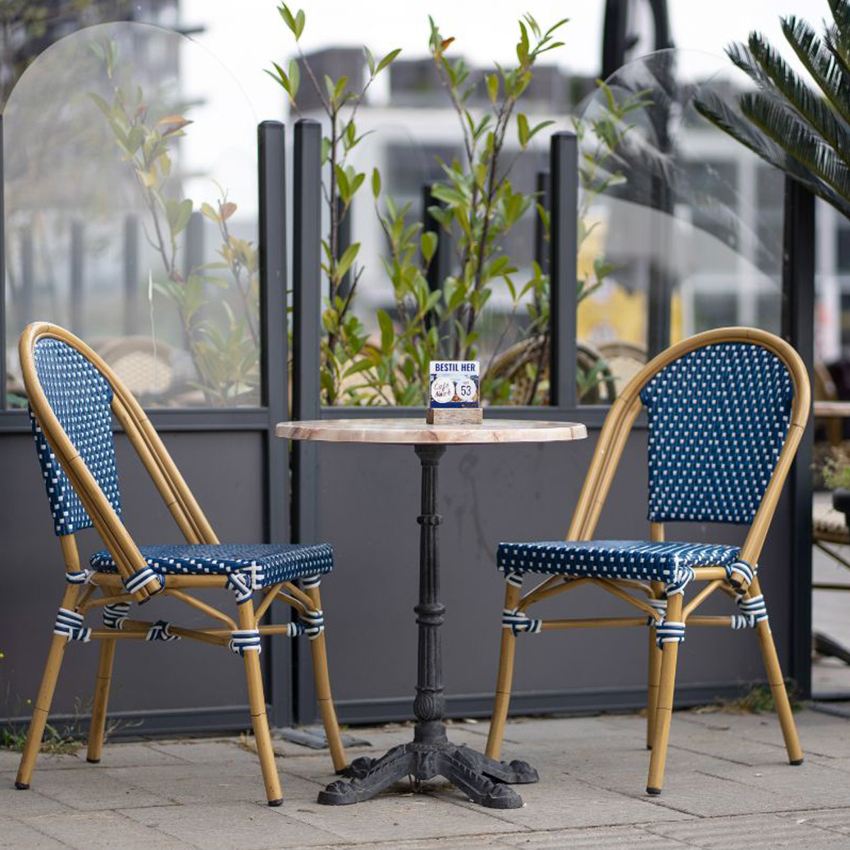 Vesterhavsblå - Caféstol - Flet